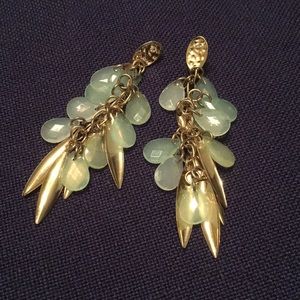 🐞 Cascading green and gold leaf earrings